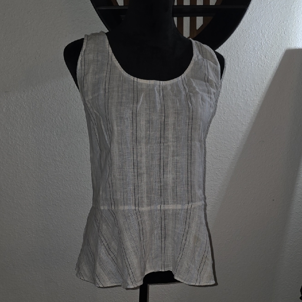 Two by Vince Camuto Black and White Striped Tank Top